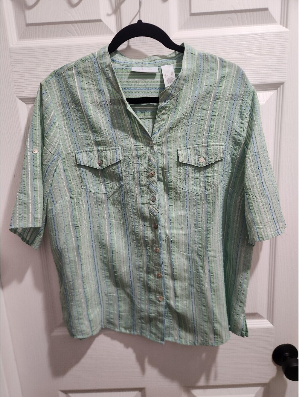 jhcollectibles Women's Striped Button-Up Blouse XL